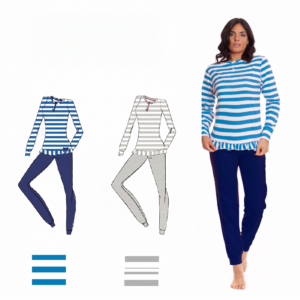 PIGIAMA DONNA COTONE GIROCOLLO MANICA E PANTALONE LUNGO CON POLSINO IRGE MI 1094