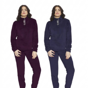 Pigiama Donna Invernale Pile Molto Caldo Manica e Pantalone Lungo Con Polsino Hb