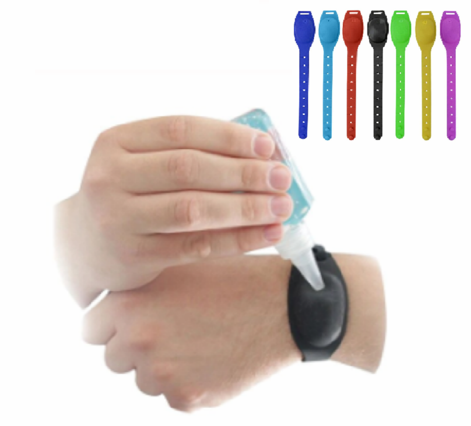 6X BRACCIALETTO IN SILICONE PORTA GEL DISPENSER GEL SANITARIO DISINFETTANTE