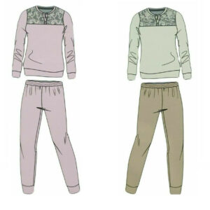 Pigiama Donna Caldo Cotone Interlook Invernale 100% Con Polsino Vanity Art 168