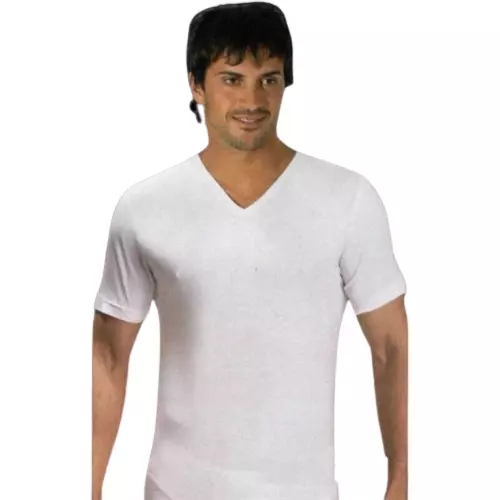 Maglia Intima Uomo Lana Cotone Maglia Uomo Invernale Scollo V Manica Corta Calda